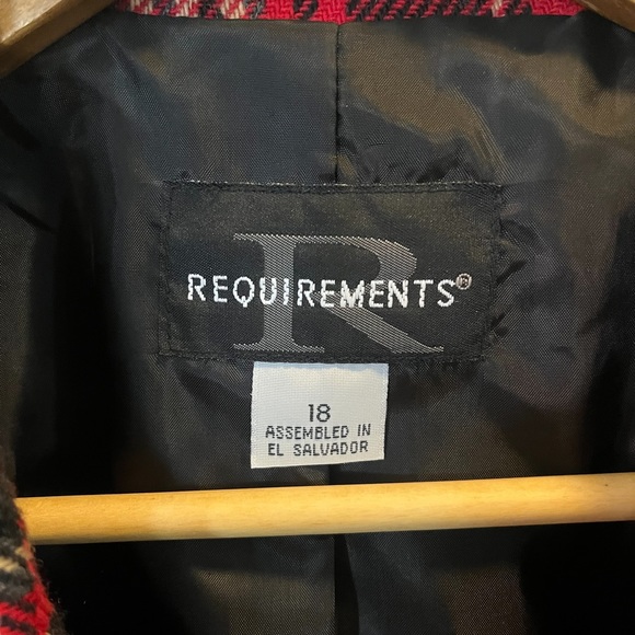 Vintage 90s wool blend single breasted plaid blazer red black tan lined 18 - Picture 11 of 11